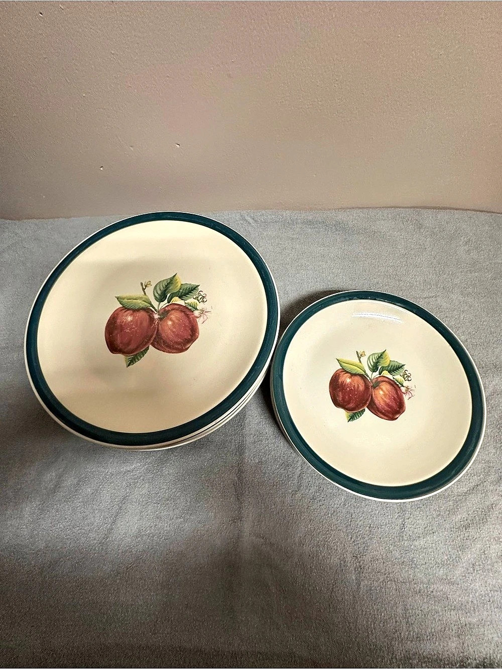 Pfaltzgraff Delicious Fruit Floral Plate Set, Cream & Green